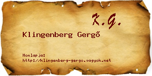 Klingenberg Gergő névjegykártya
